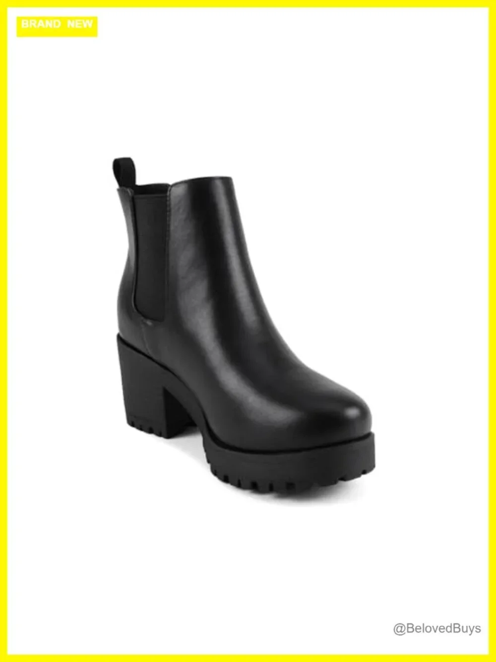 Imitation Suede Ankle Bootie with Lug Sole Chunky Heel Slip-On